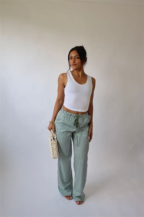 Amalfi Green Striped Pants – Fresh Jasmine