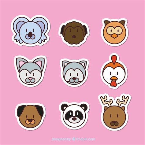 Raccolta Sticker di animali emoji | Vettore Gratis