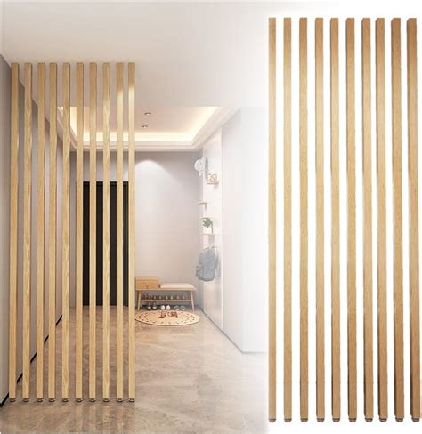 Wall Partition Room Divider - Floor-to-Ceiling Wooden Post Screen Slats ...