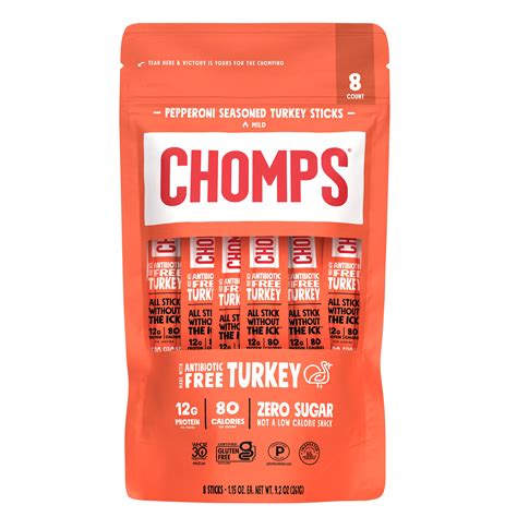 Chomps 12g Protein Pepperoni Seasoned Turkey Jerky Meat Sticks - Shop ...