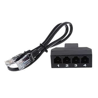 MinnowXY RJ11 6P4C Female to 4 Ethernet RJ45 8P8C Male F/for M Adapter ...