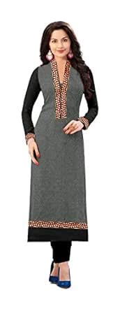 Buy Shikshapatri Women's Cotton Semi-Stitched Kurta (Grey) at Amazon.in