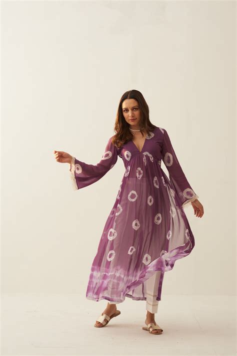 Pearl Mauve Georgette Kurta for Women – zelxatrendz