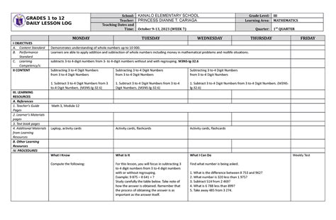 Image result for Alternative Learning System Daily Lesson Log On Math