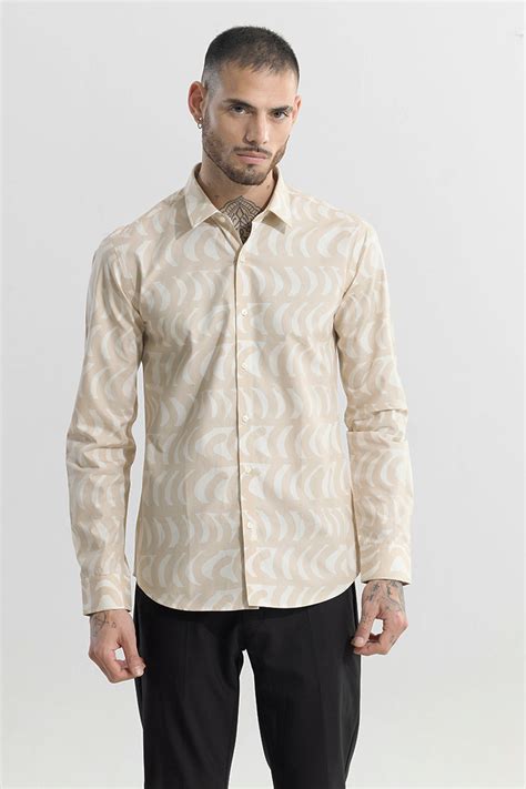 Buy Men's Bracket Burst Cream Shirt Online | SNITCH