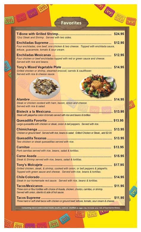 Mexican Restaurant Menu In Spanish