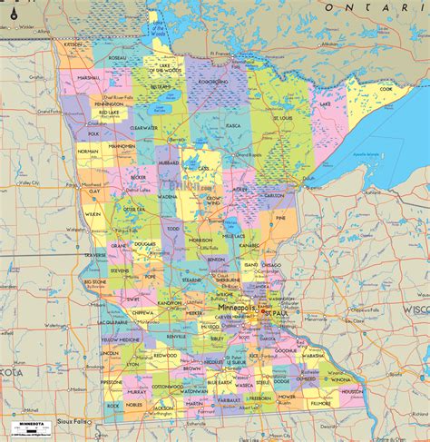 Political Map of Minnesota - Ezilon Maps