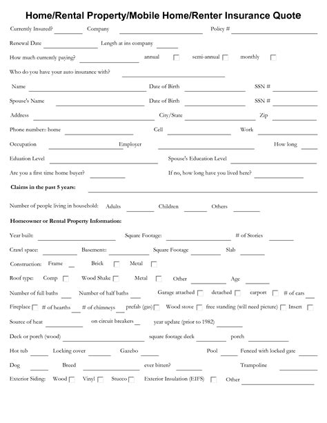 Insurance Quote Template Word