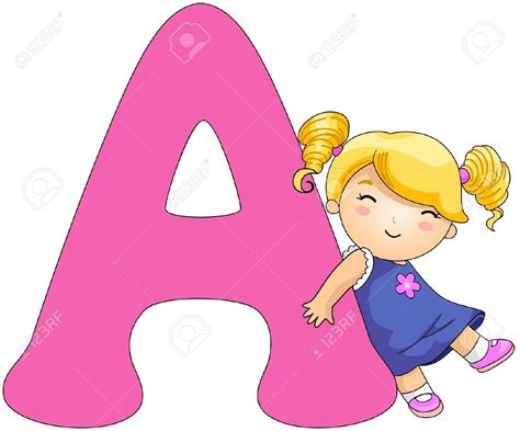 Illustration - Illustration of a Girl Resting Against a Letter A Cute ...