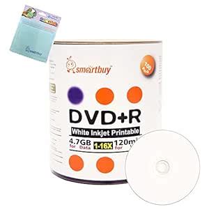 Smartbuy 100-disc 4.7GB 120min 16x DVD R White Inkjet Hub Printable ...