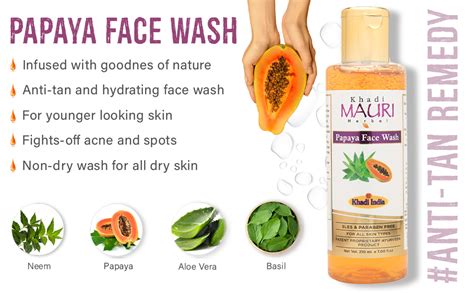 Khadi Mauri Herbal Anti Tan Papaya Face Wash For Skin Lightening & Tan ...