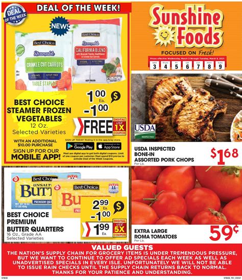 Sunshine Foods Ad Circular - 03/03 - 03/09/2021 | Rabato