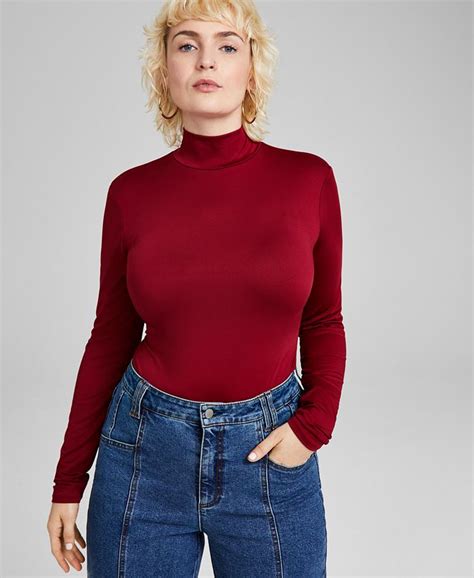 And Now This Women's Mock-Turtleneck Long-Sleeve Bodysuit - Macy's