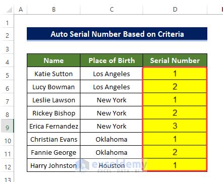 Serial Number in Excel Formula 的图像结果