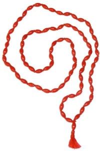 numeroastro Genuine & Natural Red Coral/Moonga Oval Shape Beads Mala ...