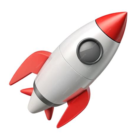 Um modelo de um foguete com um nariz vermelho e um buraco redondo na ...