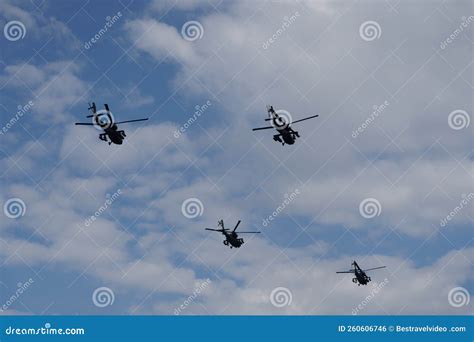Boeing AH-64 Attack Helicopters on Formation during an Air Show. Greek ...
