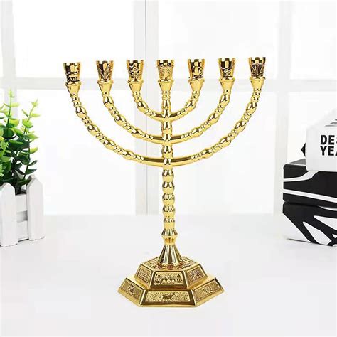 Amazon.com: AIM & GGKK Jewish Candle Sticks Menorah 7 Branches - 12 ...
