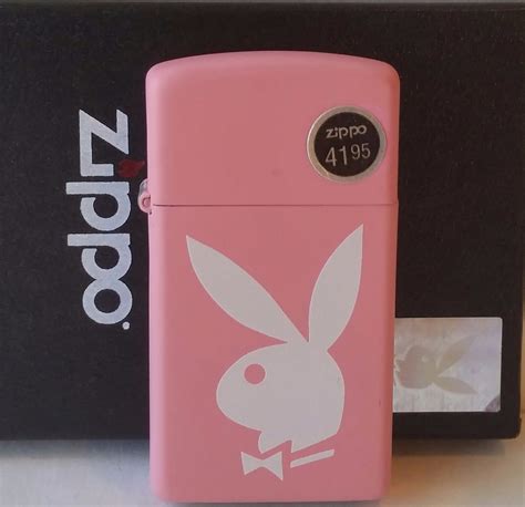 Playboy Bunny PINK Matte SLIM ZIPPO LIGHTER MINT IN BOX and Free Zippo ...