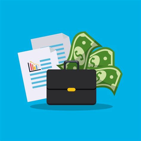 Suitcase with statistic documents and bills money | Premium Vector