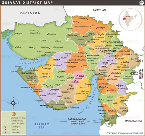 Gujarat District Map, District Map of Gujarat - Administrative ...