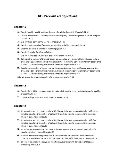 GTU Previous Year Questions for Distributed SPC and Switching Systems ...