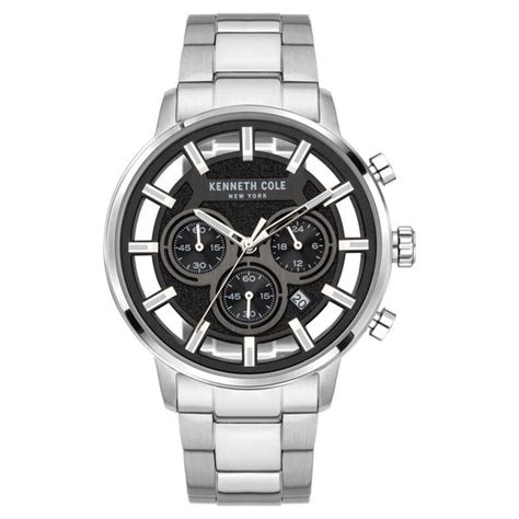 Kenneth Cole Quartz Chronograph Black Dial Stainless Steel Strap Watch