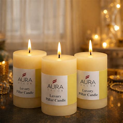 Luxury Pillar Candles Set of 3 – AuraDecor