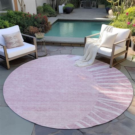 Addison Rugs Chantille 8 X 8 (ft) Brown Round Indoor/Outdoor Geometric ...
