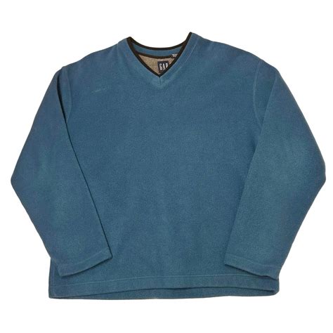 90s OLD GAP オールドギャップ Vネック フリース スウェット グレーブルー【L】 | BACK IN THE DAYZ.