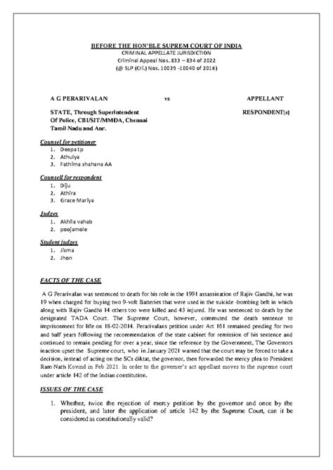 Group NO-3 - Case - BEFORE THE HON’BLE SUPREM COURT OF INDIA CRIMINAL ...