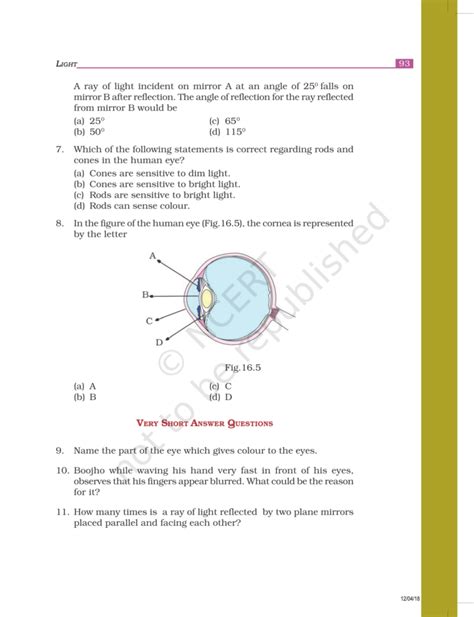 NCERT Exemplar Class 8 Science Chapter 16 - Light