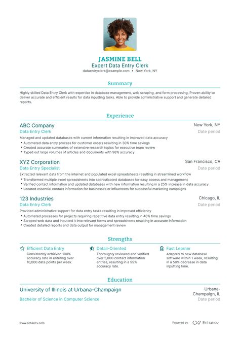 5 Data Entry Clerk Resume Examples & Guide for 2023
