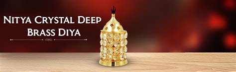 Buy Shubhkart Nitya Crystal Deep Brass Diya | Crystal Oil Lamp Diyas ...