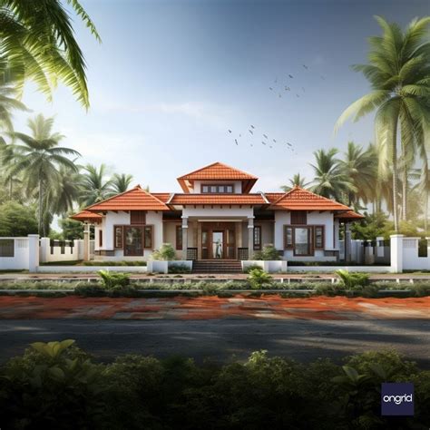 Hipped Roof Single Floor Home Elevation – Ongrid Design