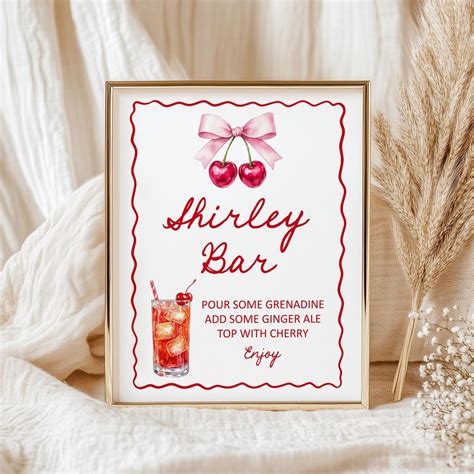 Editable Shirley Temple Bar Sign Cherry on Top Party Decor Cherry ...