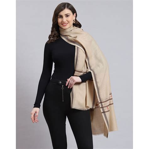 Buy Monte Carlo Beige Woven Shawls Online