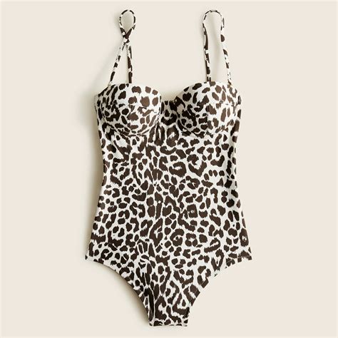 J.Crew: Underwire One-piece Swimsuit In Leopard Print For Women
