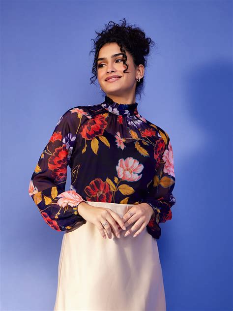 Buy Multicolour Ruffle Chiffon Top Online | FableStreet