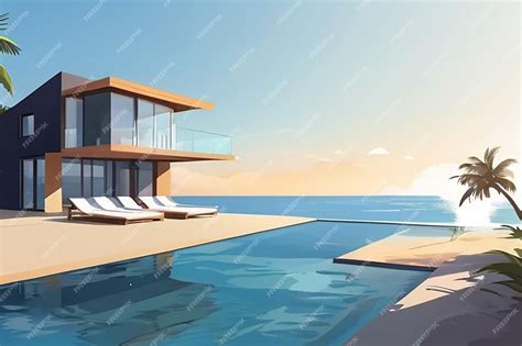 Premium Photo | Contemporary Beachfront House with Infinity Pool and ...
