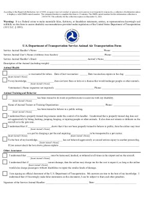 US DOT Service Animal Air Transportation Form - Fill Out, Sign & Share ...