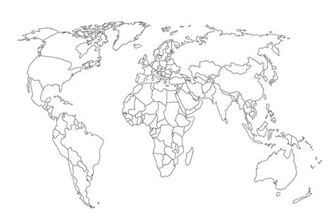Carte politique du monde Contour de la carte du monde Carte du monde ...