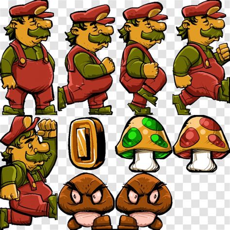 Super Paper Mario World Luigi - Sprite - Sheet Transparent PNG