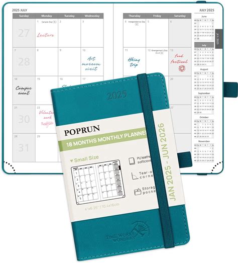 POPRUN Pocket Monthly Planner 2025-2026(Pocket- 4'' x 6.25'' Soft Cover ...