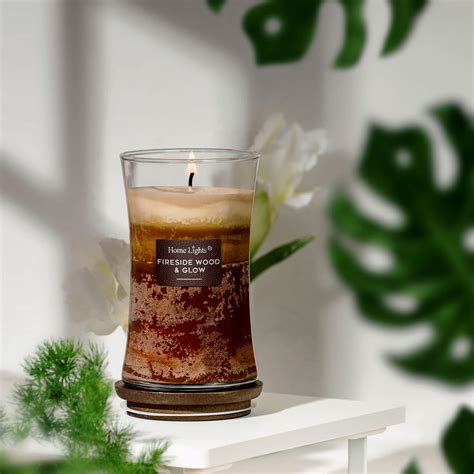 Fireside Wood & Glow, Home Lights 3-Layer Highly Scented Candles