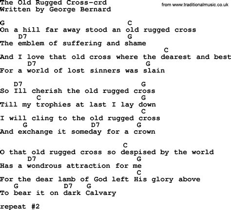The Old Rugged Cross Lyrics Printable