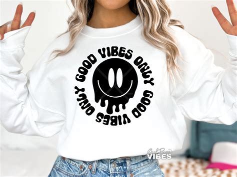 Good Vibes Only Smile Emoji SVG PNG DXF - Girl Boss Vibes