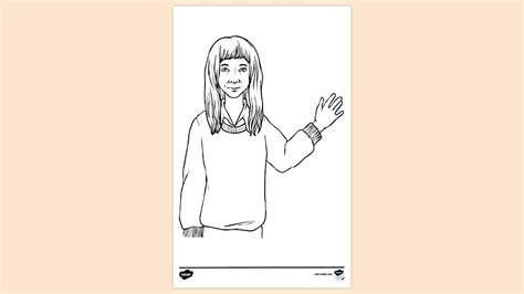 Waving Child Girl Colouring | Colouring Sheets