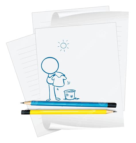 Sheets Of Paper With Two Pencils Sketch Characters Sharp Vector, Sketch ...