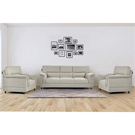 ES ESPINHO Alexa Solid Sal Wood Fabric Upholstered 5 Seater 3+1+1 Sofa ...